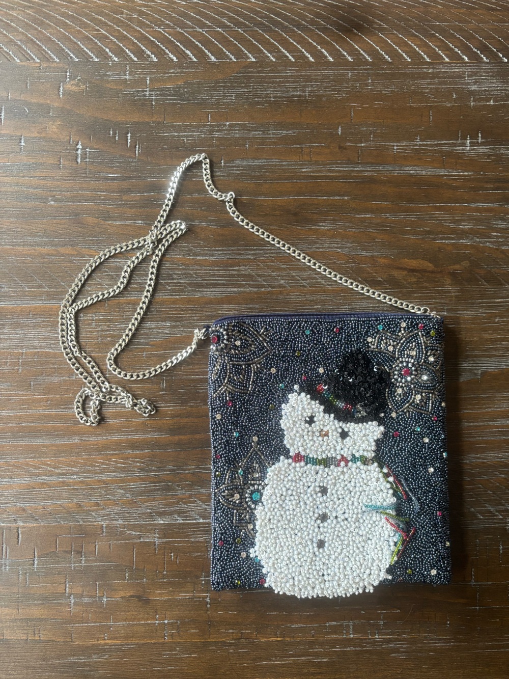 Mary Frances Let It Snow Snowman Beaded Crossbody - Picture 1 of 3